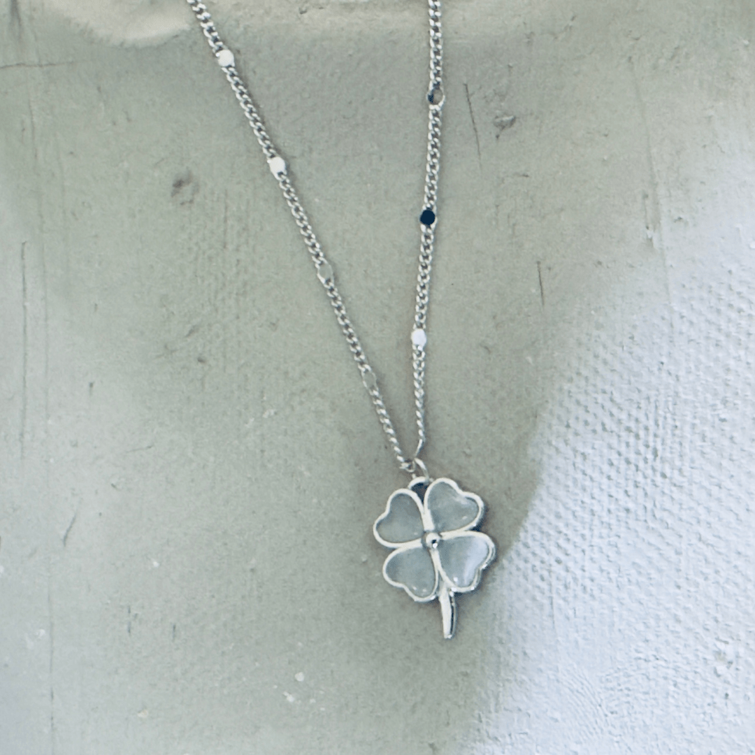 925 Sterling Silver Four - Leaf Clover Necklace – Hypoallergenic Lucky Charm with Mother - of - Pearl Inlay for Sensitive Skin - Amtikiss Casuals