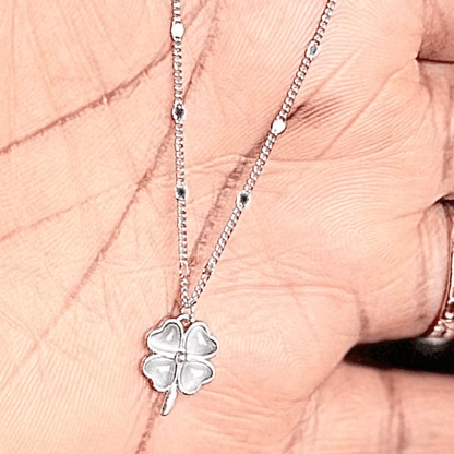 925 Sterling Silver Four - Leaf Clover Necklace – Hypoallergenic Lucky Charm with Mother - of - Pearl Inlay for Sensitive Skin - Amtikiss Casuals
