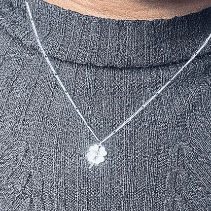 925 Sterling Silver Four - Leaf Clover Necklace – Hypoallergenic Lucky Charm with Mother - of - Pearl Inlay for Sensitive Skin - Amtikiss Casuals