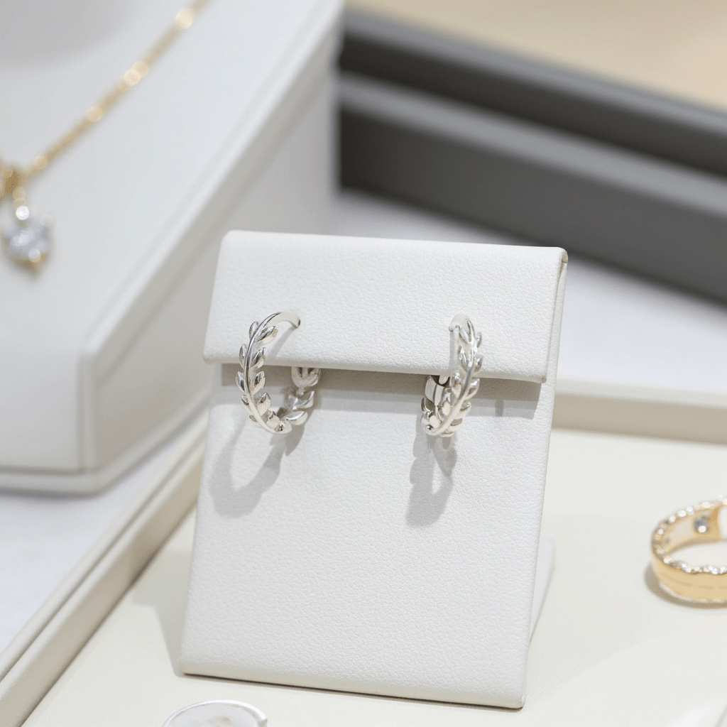 925 Sterling Silver Leaf Hoop Earrings - Hypoallergenic & Lightweight for Sensitive Skin - Amtikiss Casuals