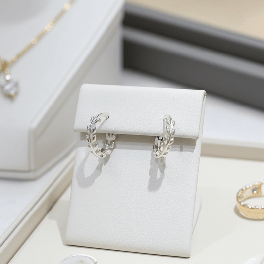925 Sterling Silver Leaf Hoop Earrings - Hypoallergenic & Lightweight for Sensitive Skin - Amtikiss Casuals