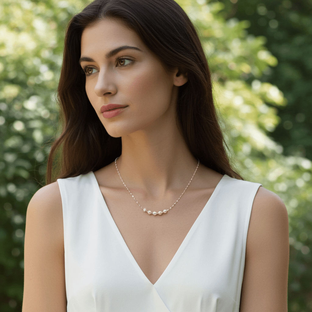 925 Sterling Silver Pearl Chain Necklace - Delicate Pearl Jewelry - Amtikiss Casuals