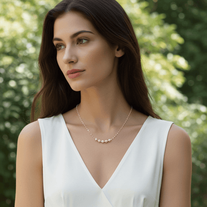 925 Sterling Silver Pearl Chain Necklace - Delicate Pearl Jewelry - Amtikiss Casuals