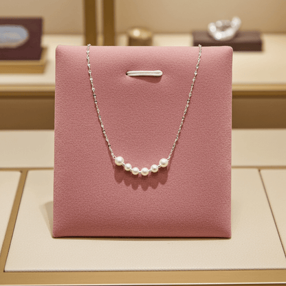 925 Sterling Silver Pearl Chain Necklace - Delicate Pearl Jewelry - Amtikiss Casuals