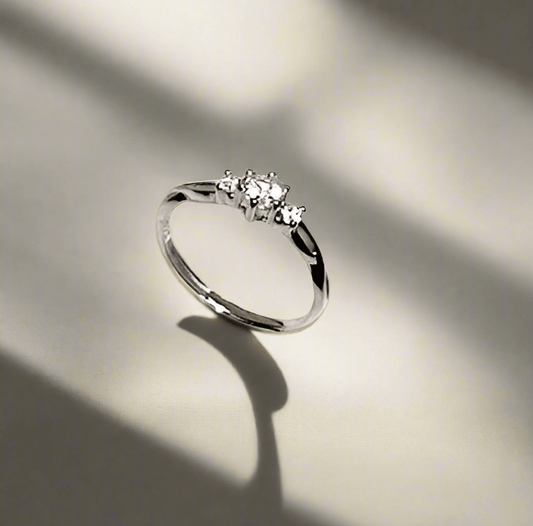 925 Sterling Silver Ring – Elegant Hypoallergenic Silver Ring with Star - Cut Zircon - Amtikiss Casuals