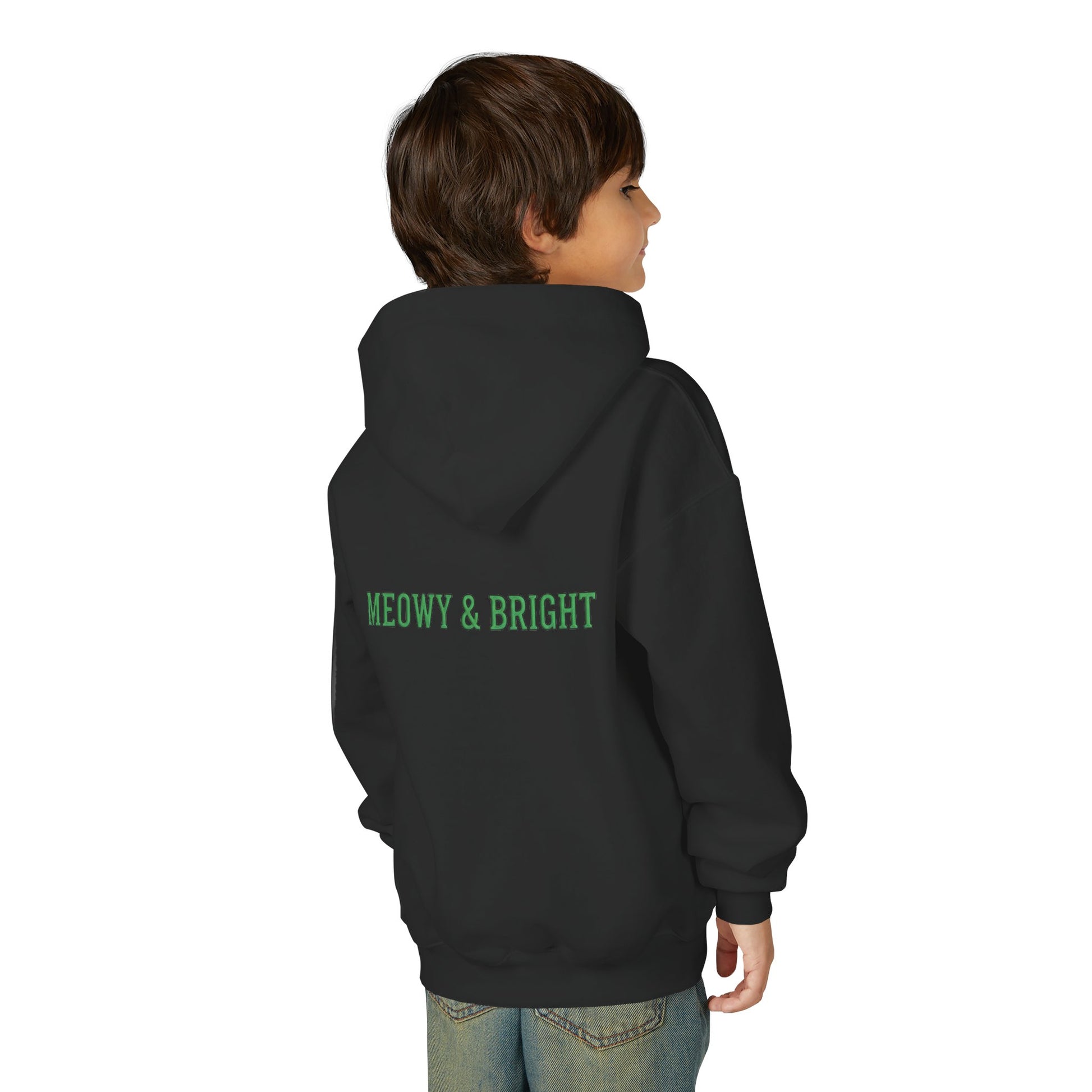 Meowy and Bright Christmas Cats Youth Hoodie | Jolly Holiday Cat Design Printify