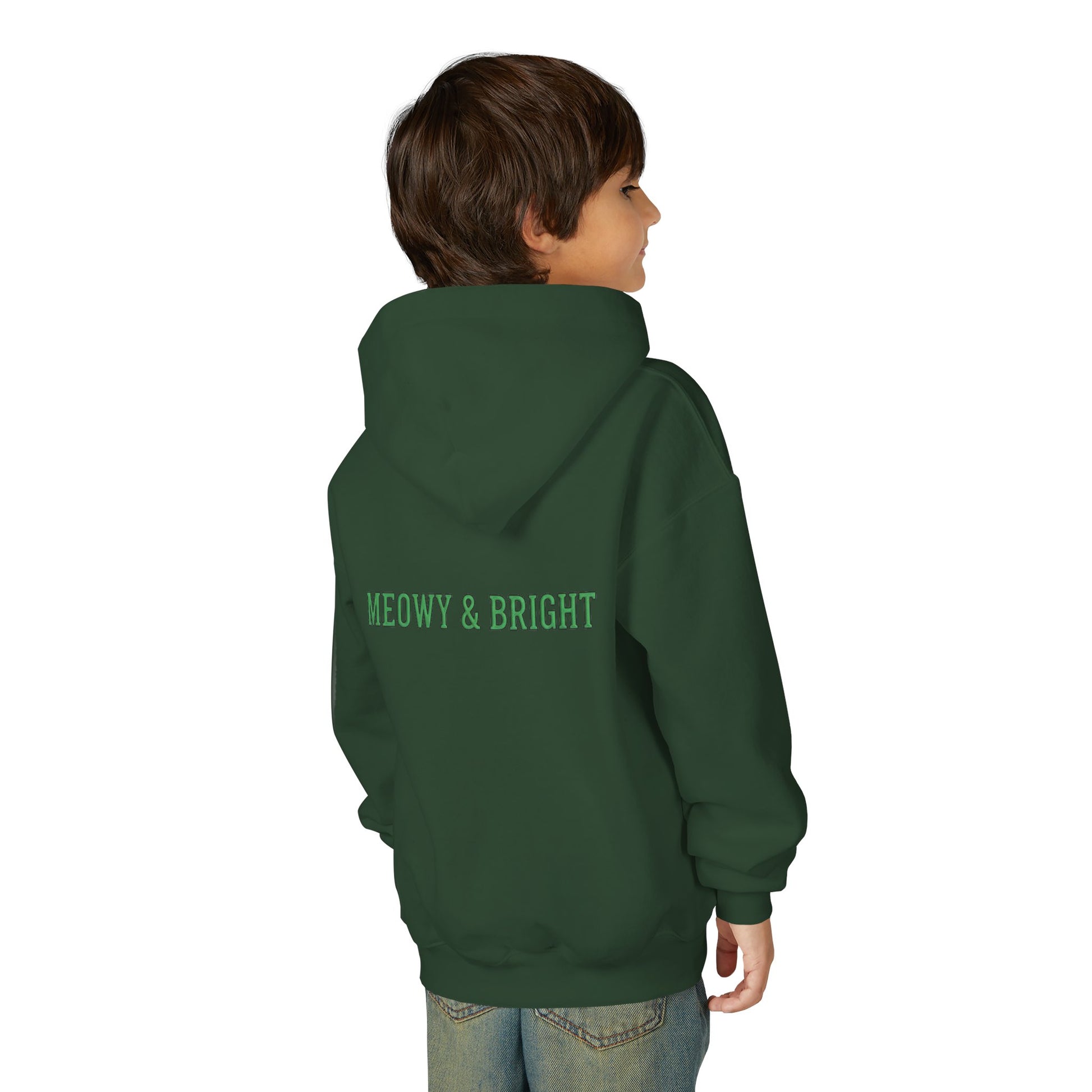 Meowy and Bright Christmas Cats Youth Hoodie | Jolly Holiday Cat Design Printify