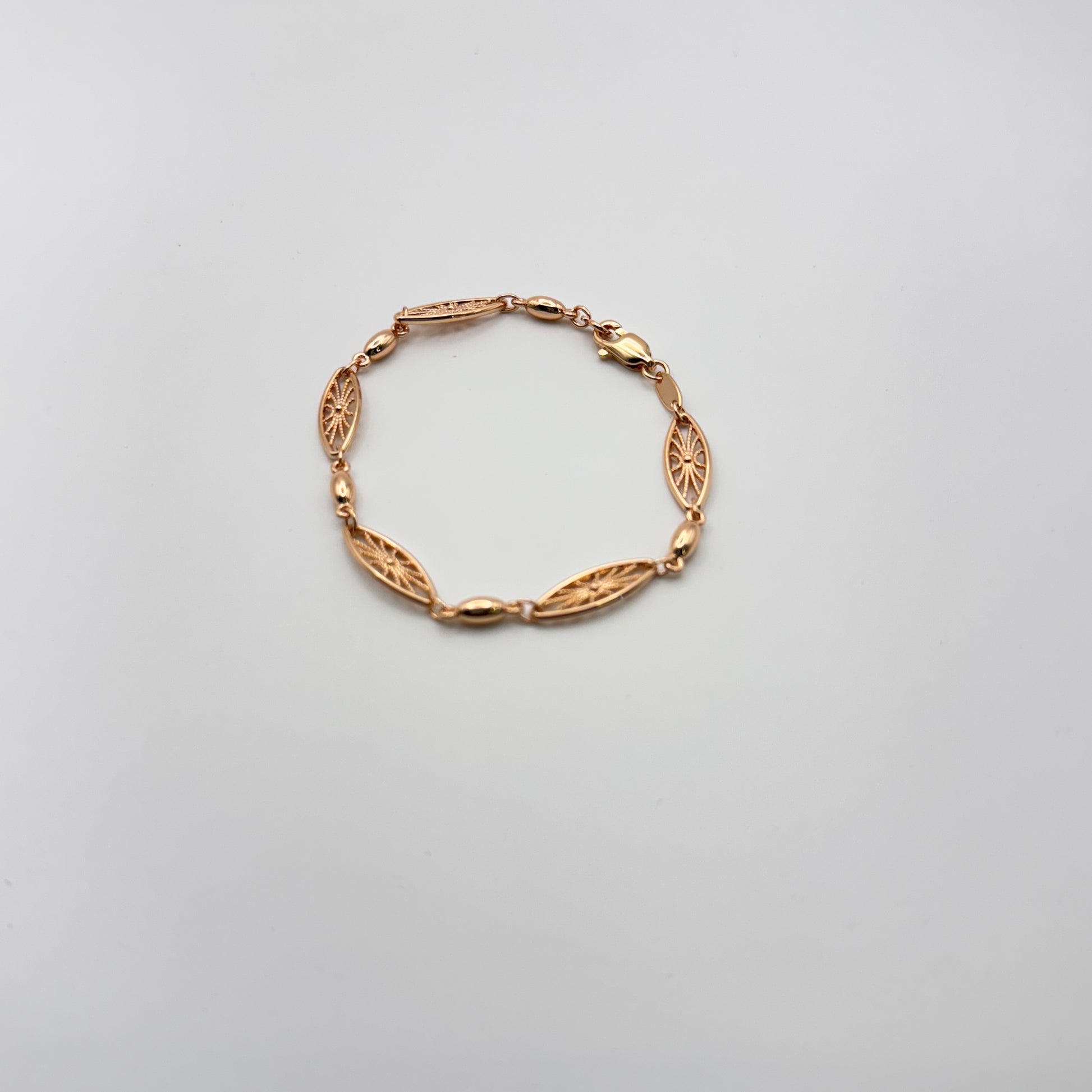 Elegant Rose Gold Filigree Bracelet - Hypoallergenic Stainless Steel Marquise Link Design Amtikiss Casuals