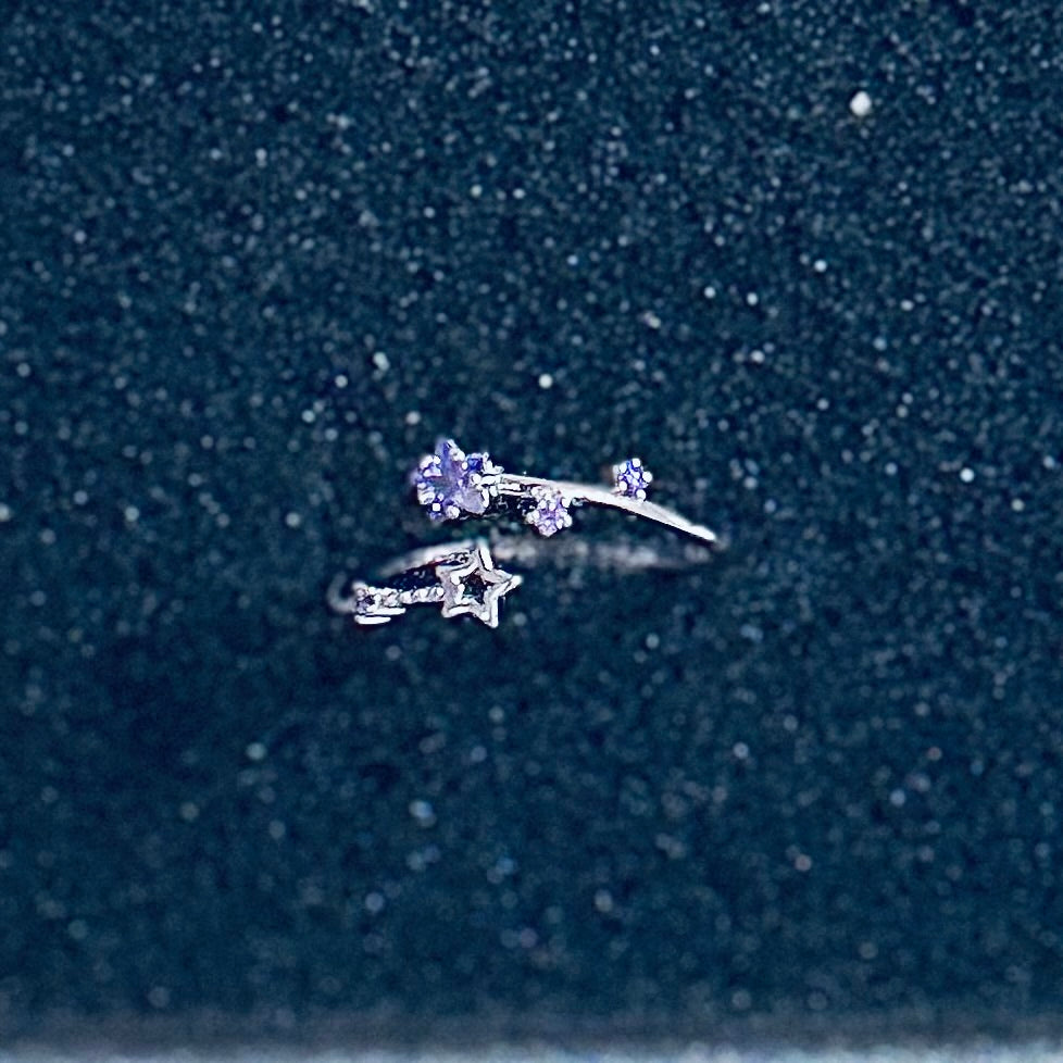 Hypoallergenic 925 Sterling Silver Open Star Zircon Ring - Adjustable Celestial Jewelry