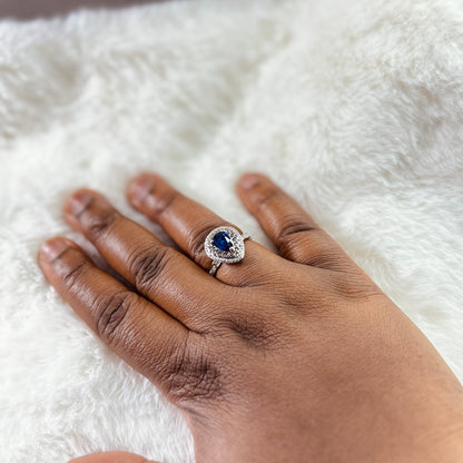 925 Sterling Silver Sapphire Fidget Ring - Removable Head Anxiety Ring Amtikiss Casuals