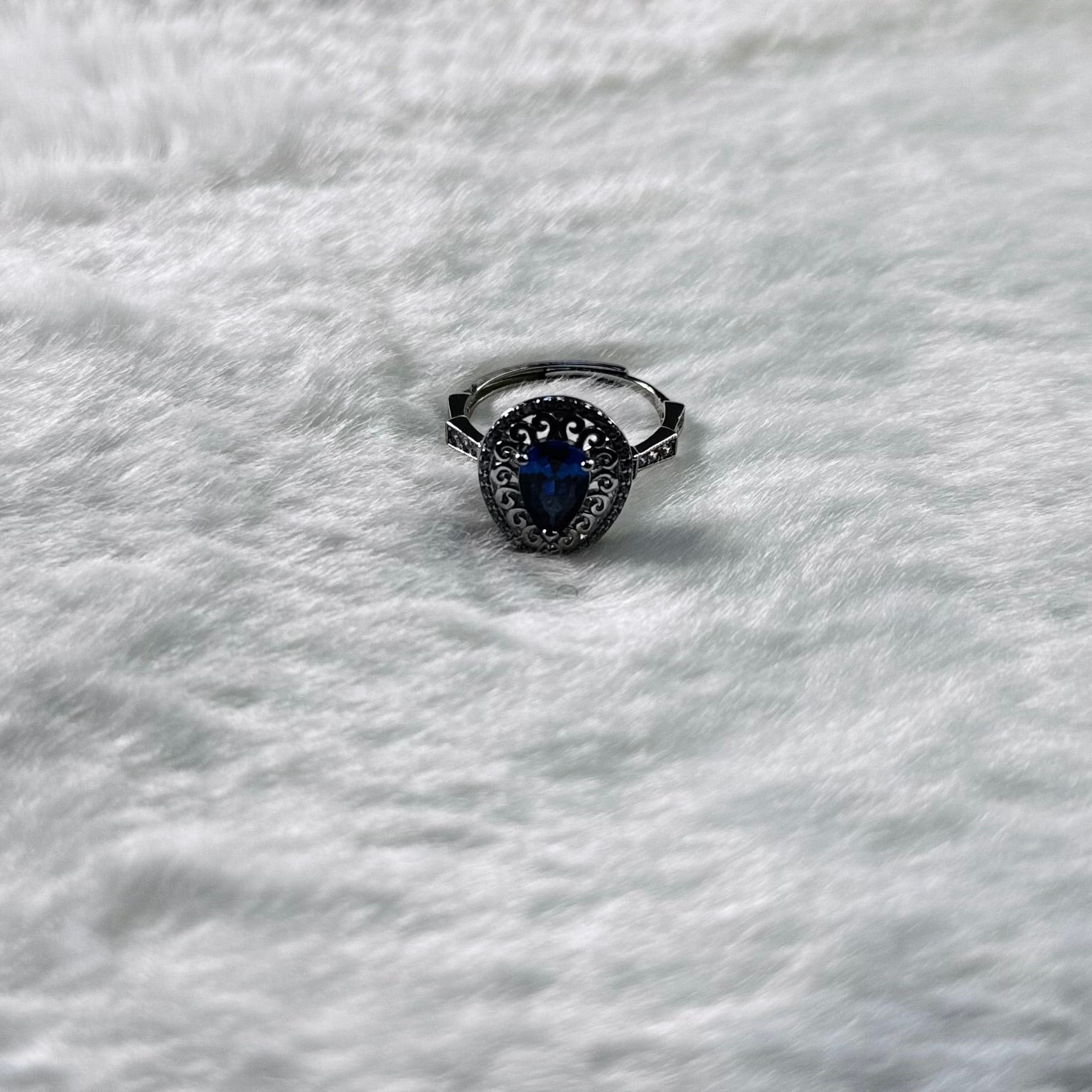 925 Sterling Silver Sapphire Fidget Ring - Removable Head Anxiety Ring Amtikiss Casuals