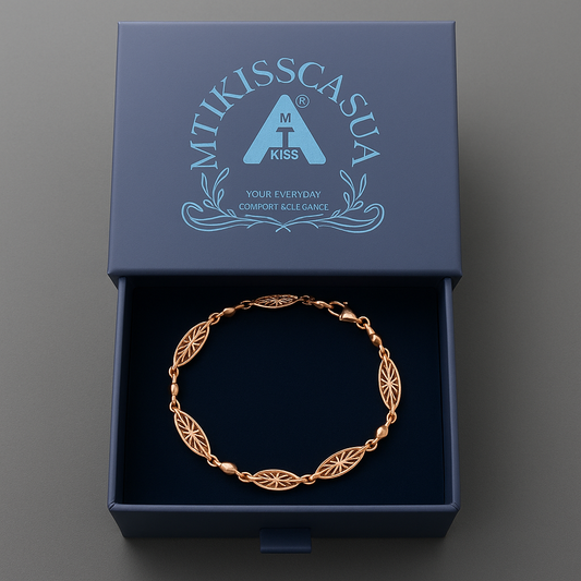 Elegant Rose Gold Filigree Bracelet - Hypoallergenic Stainless Steel Marquise Link Design Amtikiss Casuals