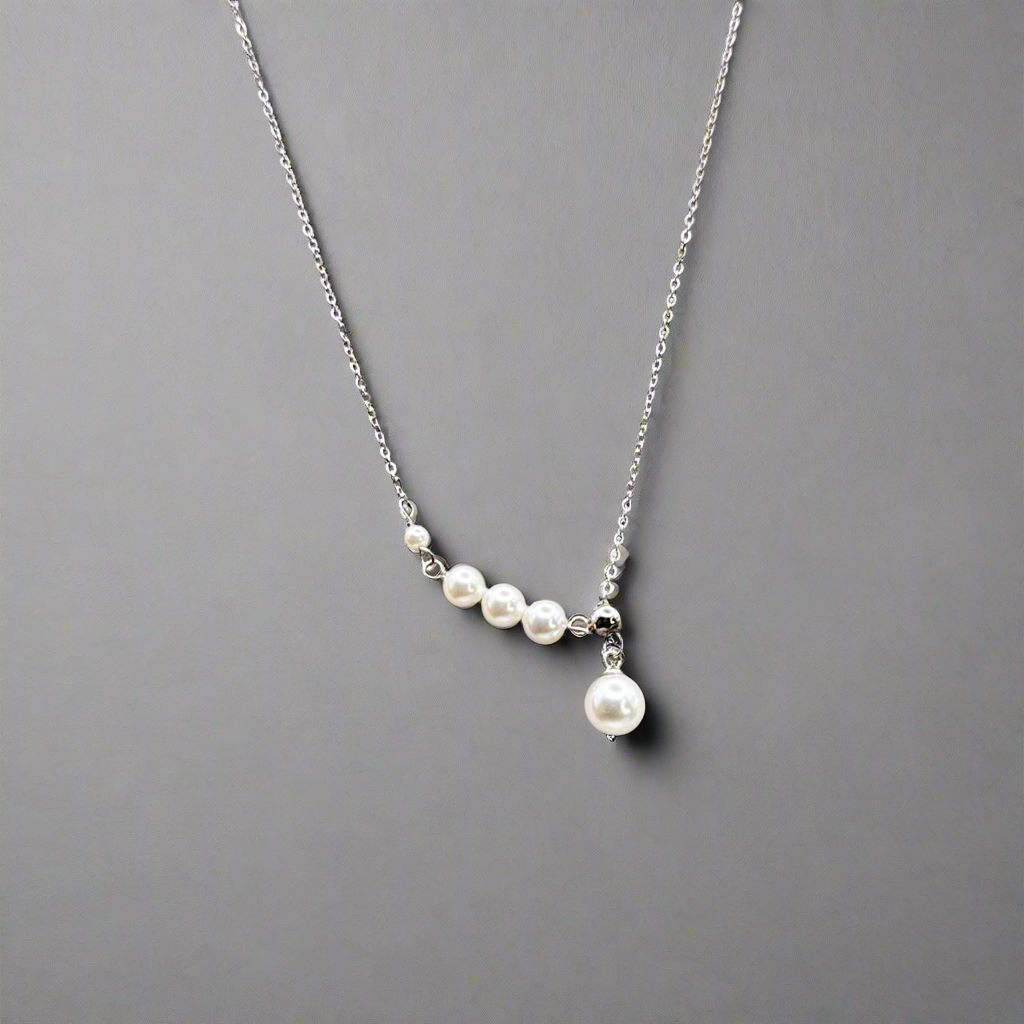 Elegant 925 Sterling Silver Pearl Chain Necklace - Delicate Pearl Jewelry Amtikiss Casuals