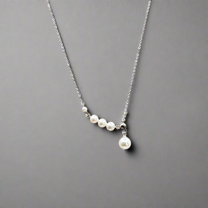 Elegant 925 Sterling Silver Pearl Chain Necklace - Delicate Pearl Jewelry Amtikiss Casuals