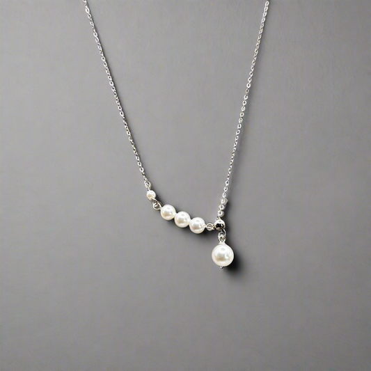 Elegant 925 Sterling Silver Pearl Chain Necklace - Delicate Pearl Jewelry Amtikiss Casuals
