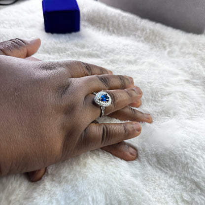 925 Sterling Silver Sapphire Fidget Ring - Removable Head Anxiety Ring Amtikiss Casuals