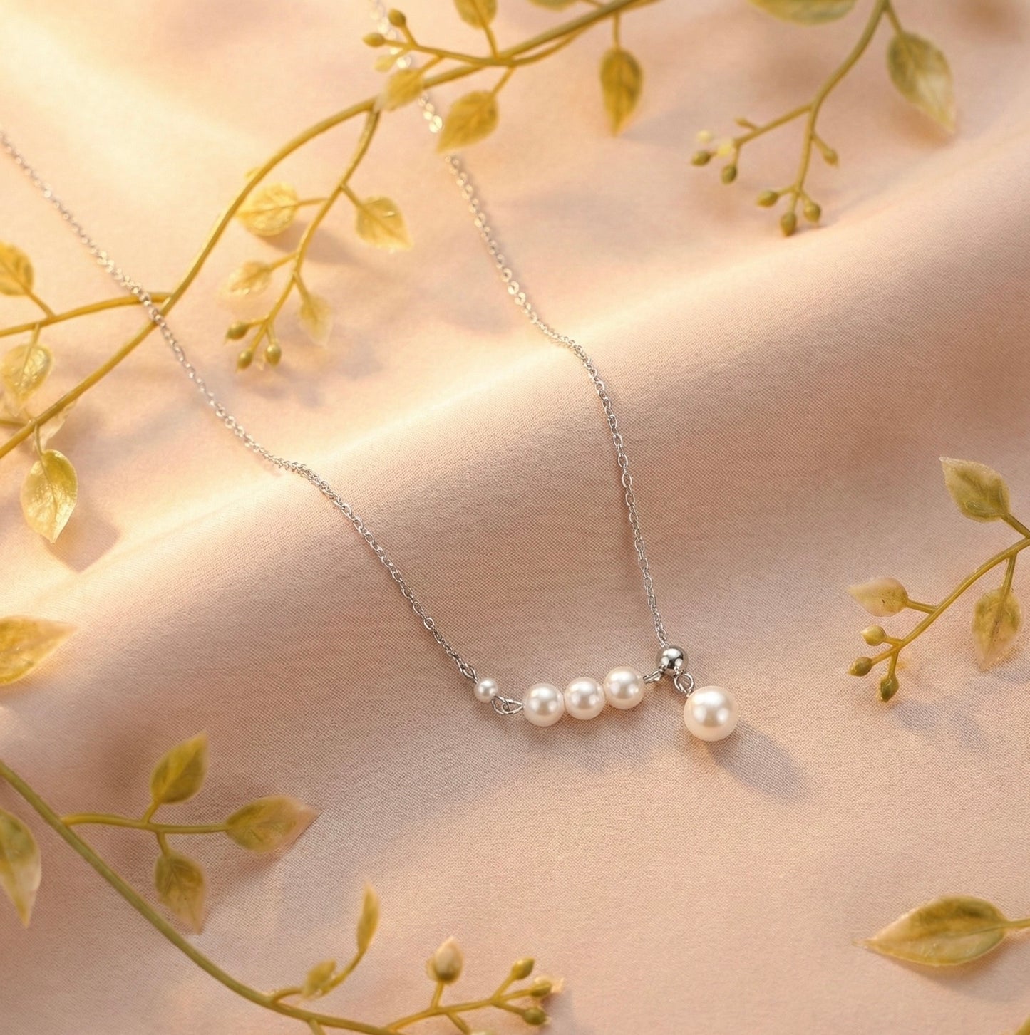 Elegant 925 Sterling Silver Pearl Chain Necklace - Delicate Pearl Jewelry Amtikiss Casuals