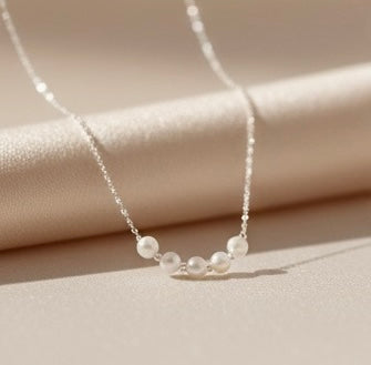 925 Sterling Silver Pearl Chain Necklace - Delicate Pearl Jewelry Amtikiss Casuals