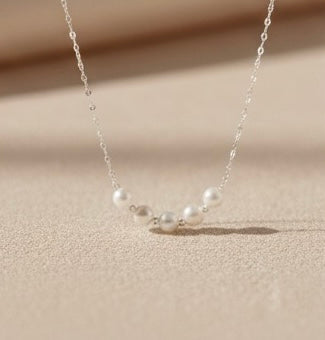925 Sterling Silver Pearl Chain Necklace - Delicate Pearl Jewelry Amtikiss Casuals
