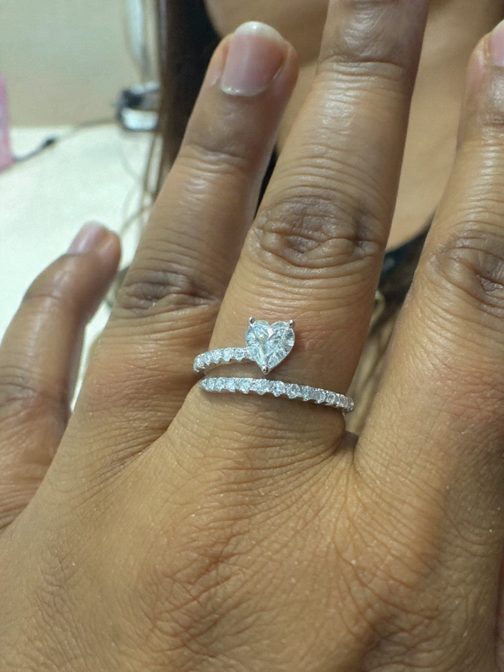 925 Sterling Silver Heart Ring - Rhodium Plated Engagement Wedding Band with 5A Cubic Zirconia Amtikiss Casuals