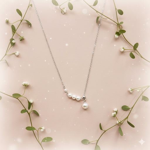 Elegant 925 Sterling Silver Pearl Chain Necklace - Delicate Pearl Jewelry Amtikiss Casuals