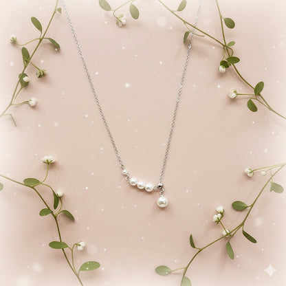Elegant 925 Sterling Silver Pearl Chain Necklace - Delicate Pearl Jewelry Amtikiss Casuals