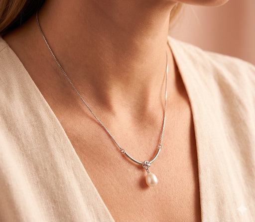 S925 Knot Pearl Pendant Necklace – Elegant S925 Knot Necklace & Pearl Pendant Amtikiss