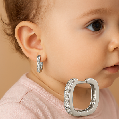 925 Sterling Silver Rectangular Hoop Earrings - Hypoallergenic & Elegant for All Ages Amtikiss