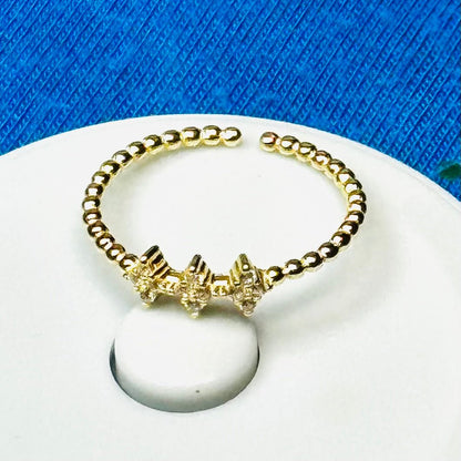 Adjustable 14K Gold - Plated 925 Silver Beaded Bracelet with Dainty CZ Stones – Elegant Stackable Charm - Amtikiss Casuals