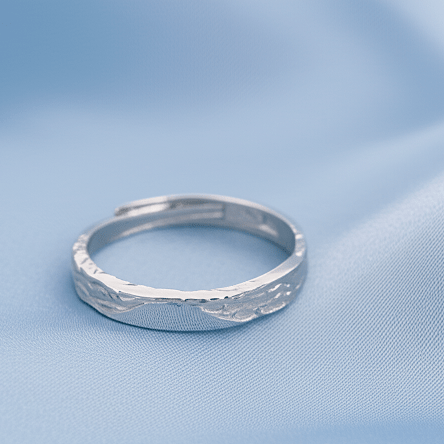 Adjustable 999 Sterling Silver Ring with Twisted Clear Zircon - Hypoallergenic Luxury Jewelry - Amtikiss Casuals