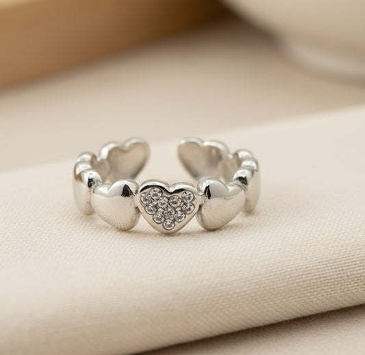 Amtikiss Casuals Girls’ Women’s All Heart Open Ring  – Minimalist Stainless Steel Heart Ring for Women | Hypoallergenic Love Symbol Jewelry