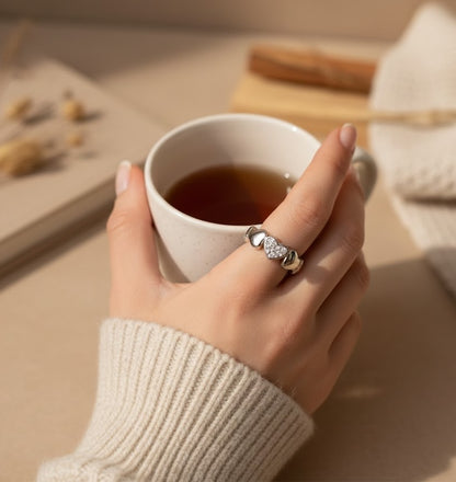 Amtikiss Casuals Girls’ Women’s All Heart Open Ring  – Minimalist Stainless Steel Heart Ring for Women | Hypoallergenic Love Symbol Jewelry