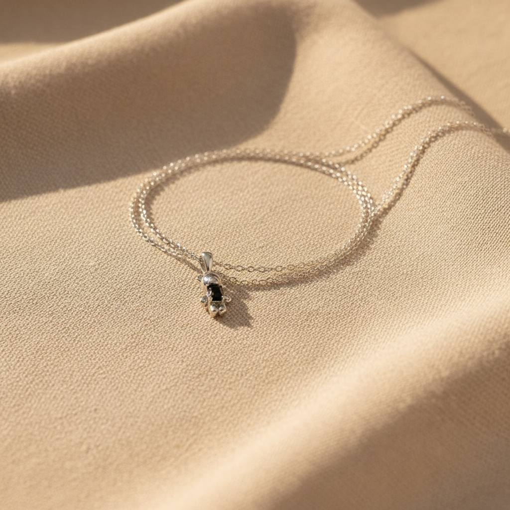 Bear Pendant Necklace Flat Lay