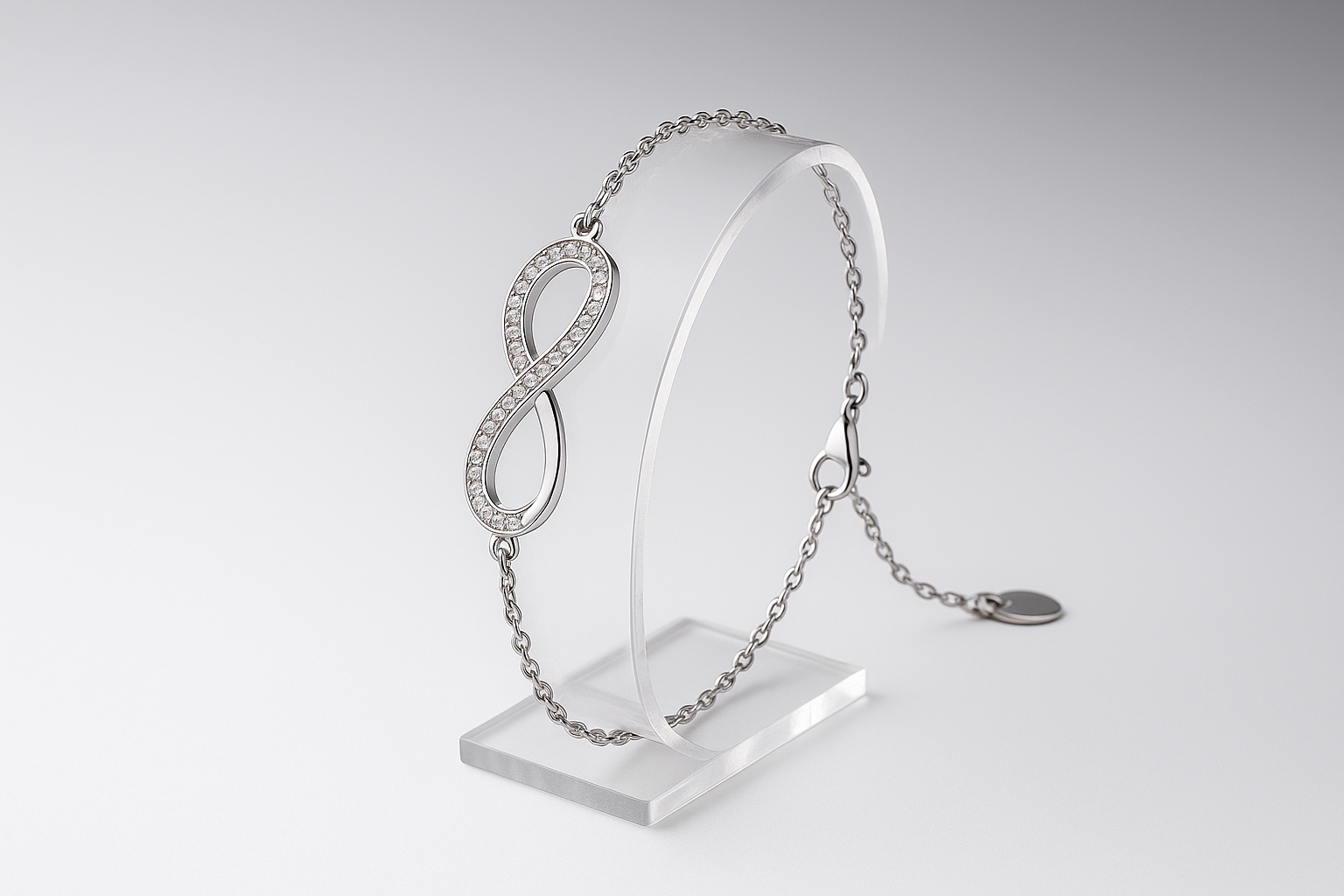 Bracelet on acrylic stand - side profile