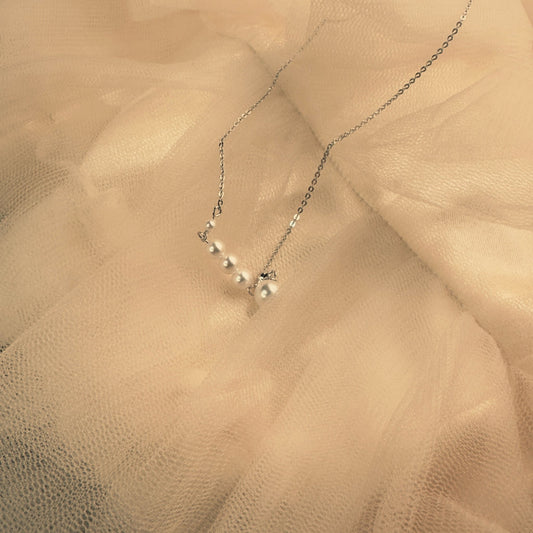Elegant 925 Sterling Silver Pearl Chain Necklace - Delicate Pearl Jewelry - Amtikiss Casuals