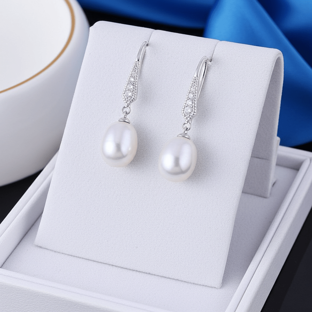 Elegant 925 Sterling Silver Pearl Drop Earrings – Hypoallergenic & Rhodium - Plated for Sensitive Skin | Amtikiss Casuals - Amtikiss Casuals