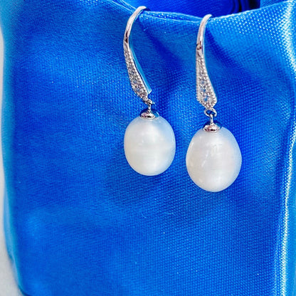 Elegant 925 Sterling Silver Pearl Drop Earrings – Hypoallergenic & Rhodium - Plated for Sensitive Skin | Amtikiss Casuals - Amtikiss Casuals