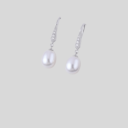 Elegant 925 Sterling Silver Pearl Drop Earrings – Hypoallergenic & Rhodium - Plated for Sensitive Skin | Amtikiss Casuals - Amtikiss Casuals