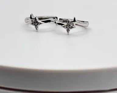 Elegant Double Star Hoop Earrings - Hypoallergenic Celestial Silver Jewelry for Sensitive Skin - Amtikiss Casuals