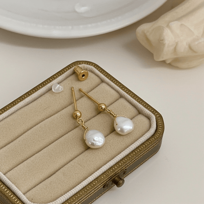 Elegant Gold - Plated Freshwater Pearl Drop Earring – Minimalist Luxury Jewelry for Sensitive Skin - Amtikiss Casuals