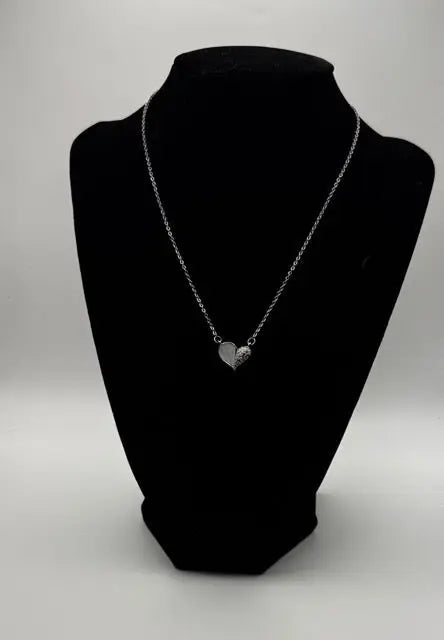 Elegant Symmetric Heart Pendant Necklace – Stainless Steel & Heart Pendant Jewelry - Amtikiss Casuals