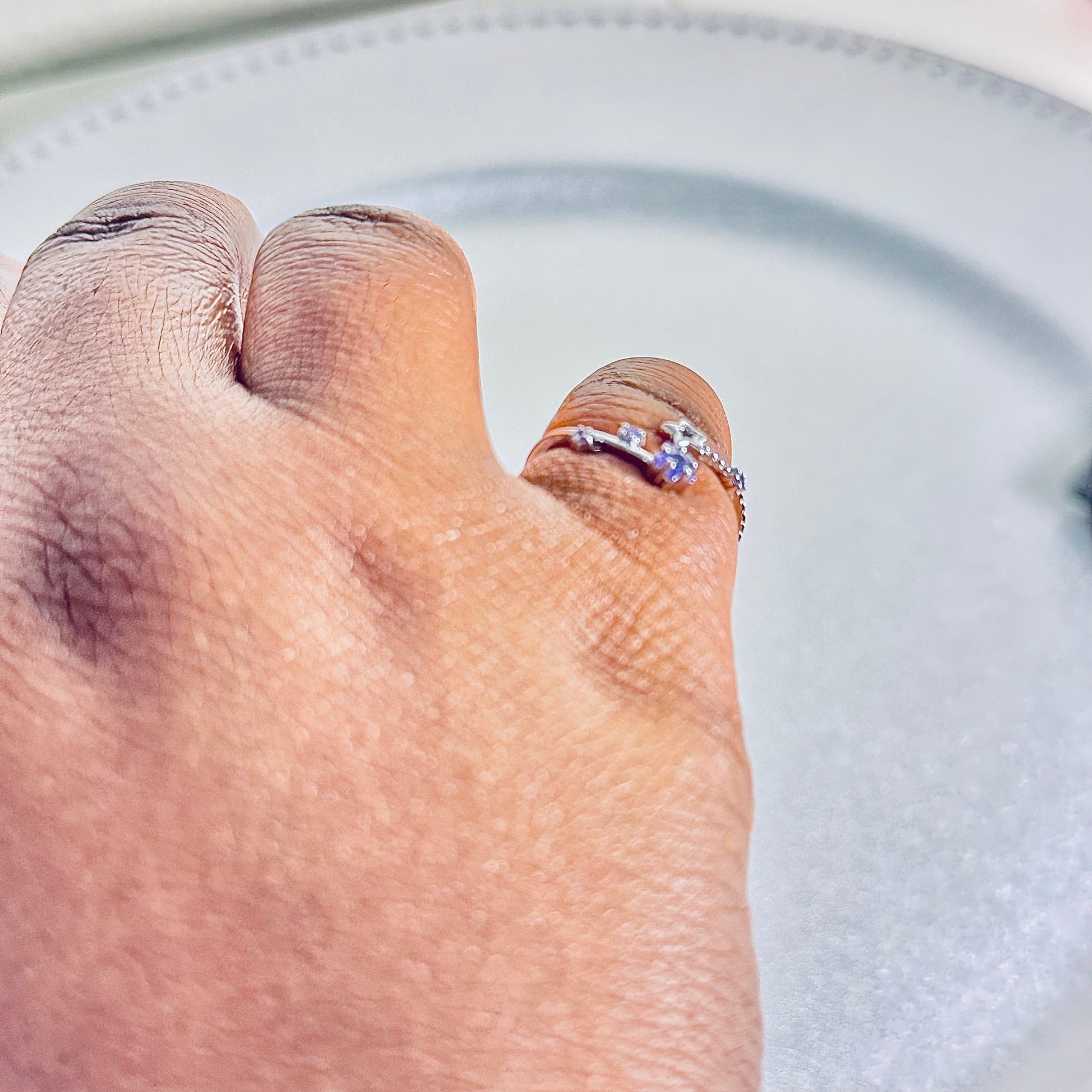 Hypoallergenic 925 Sterling Silver Open Star Zircon Ring - Adjustable Celestial Jewelry - Amtikiss Casuals