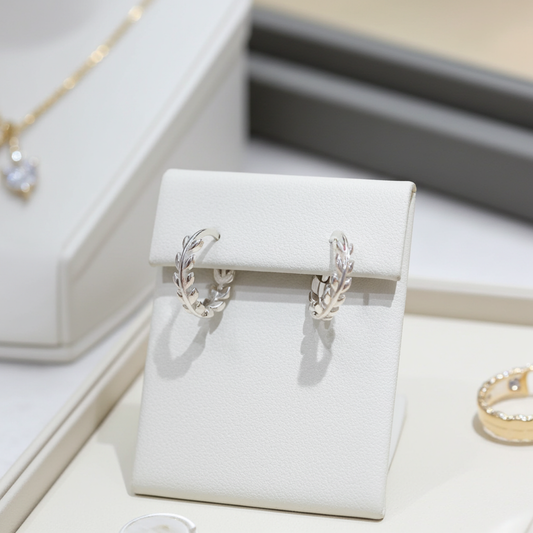 925 Sterling Silver Leaf Hoop Earrings - Hypoallergenic & Lightweight for Sensitive Skin