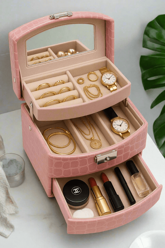 Luxury Jewelry Box – 3 Layers Tangle Free Jewelry Organizer & Elegant Designer Jewelry Chest - Amtikiss Casuals