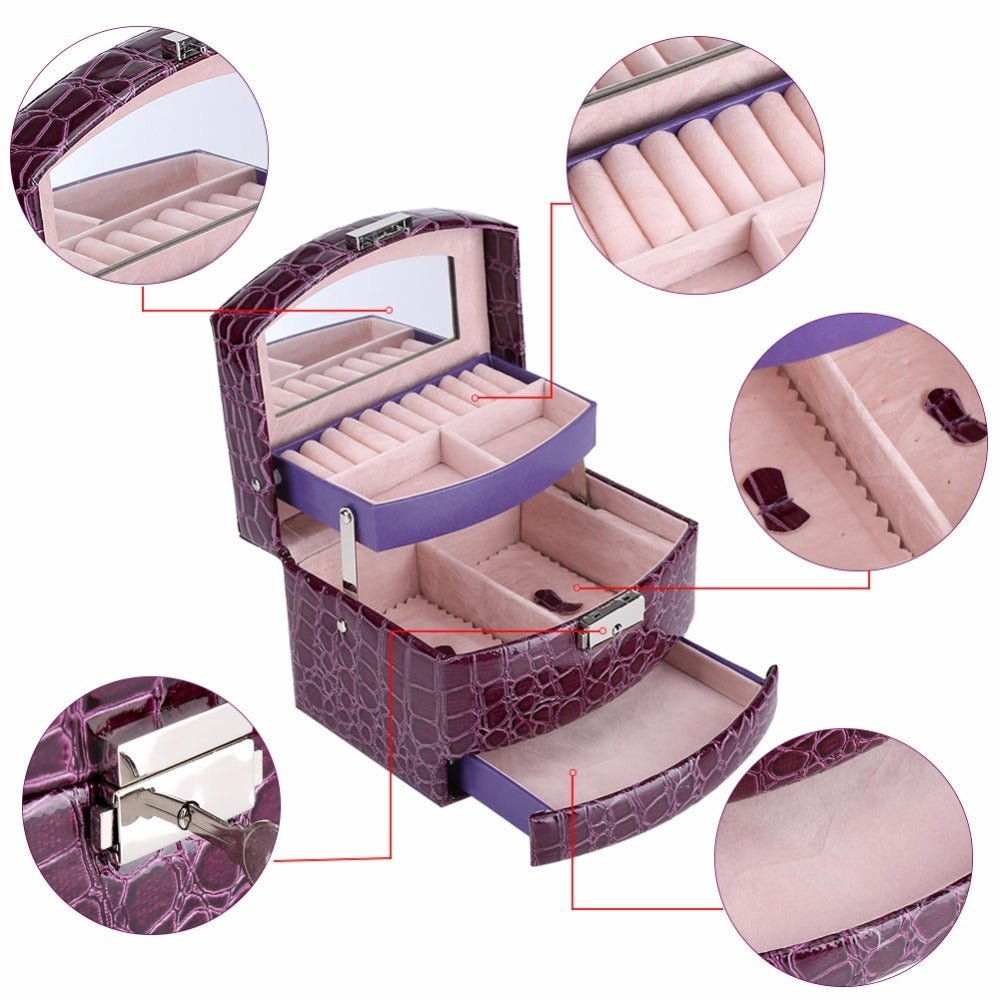 Luxury Jewelry Box – 3 Layers Tangle Free Jewelry Organizer & Elegant Designer Jewelry Chest - Amtikiss Casuals