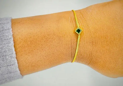 Luxury S925 Sterling Silver Green Zircon Bracelet - Elegant Gold - Plated Jewelry - Amtikiss Casuals
