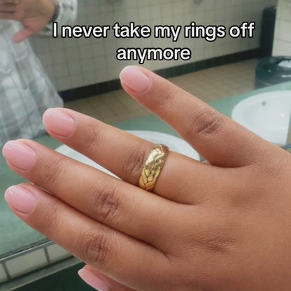 Hypoallergenic Gold Played Cuban Ring - Nickel Free Stainless Steel Jewelry for Sensitive Skin
