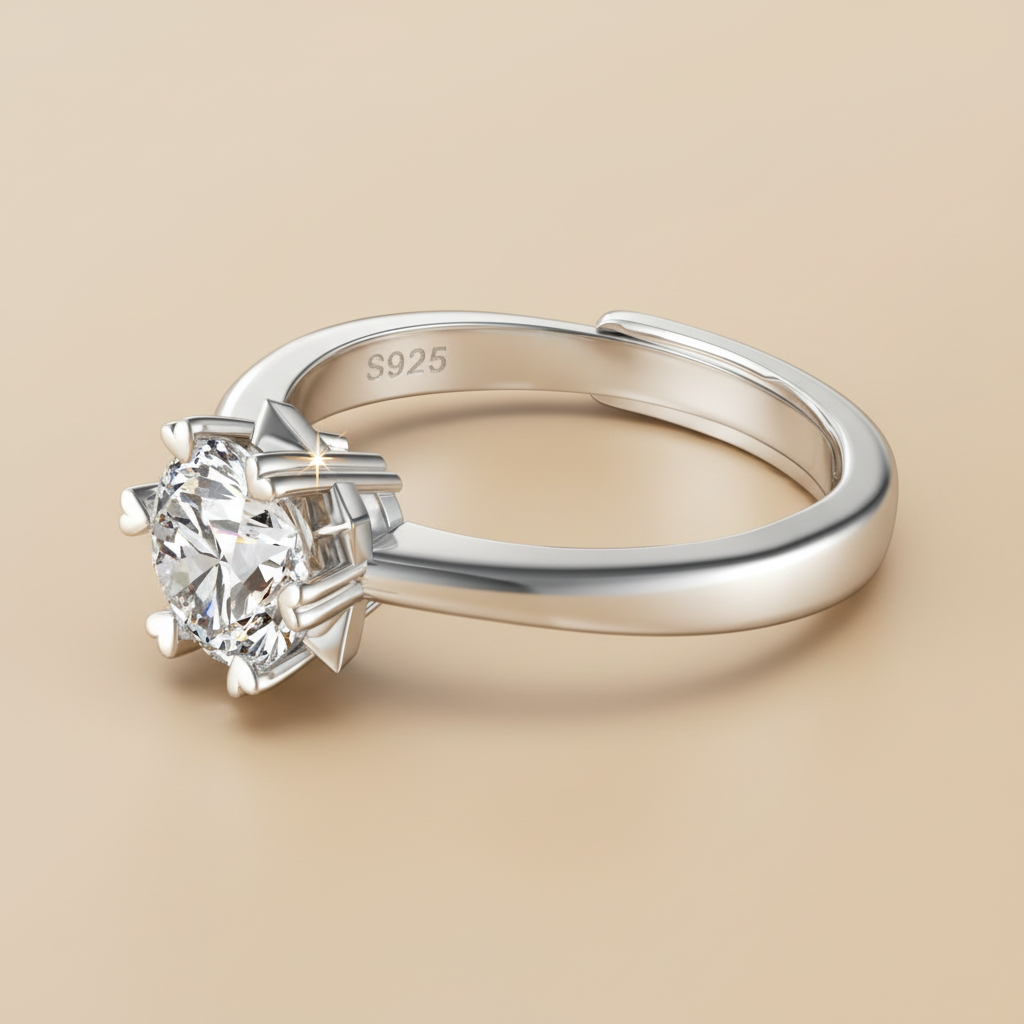 Rhodium Silver Ring Detail with S925 Stamp