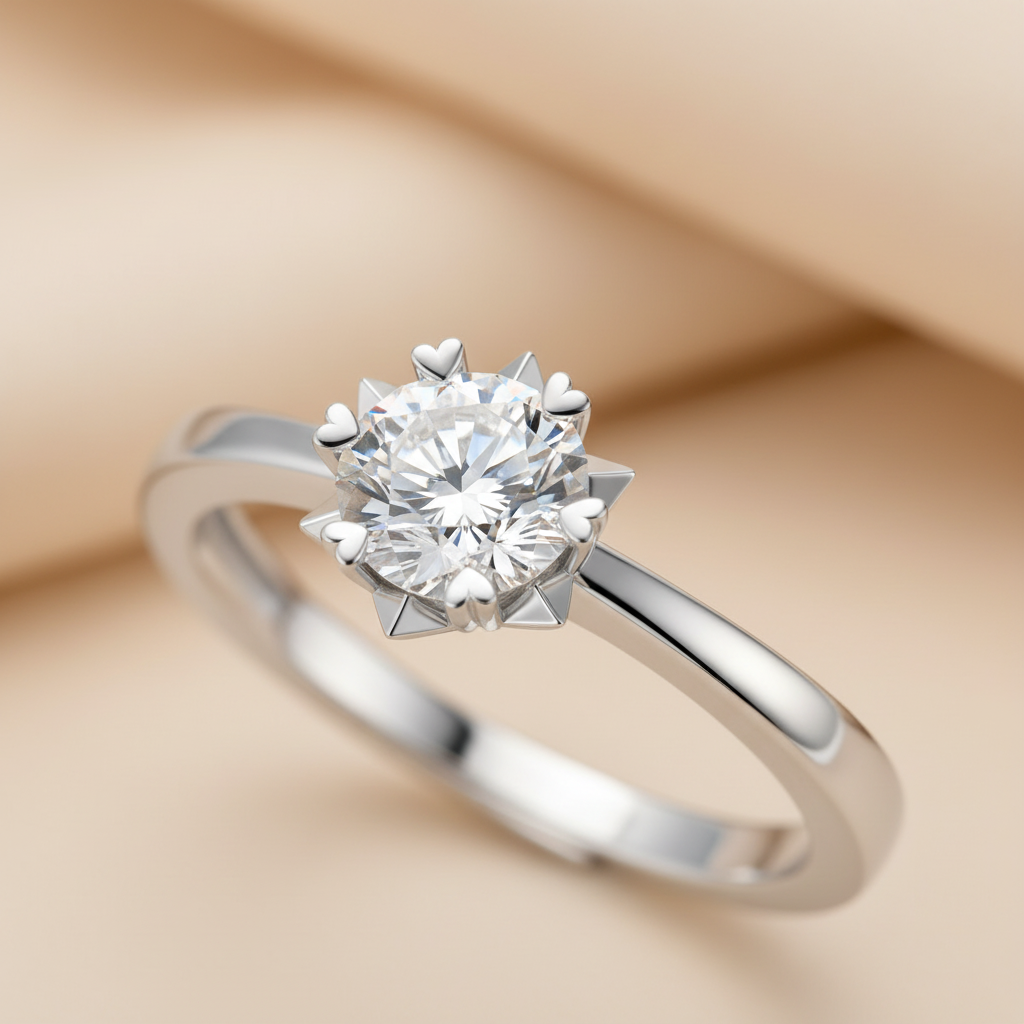 Rhodium Silver Ring Macro Close-up