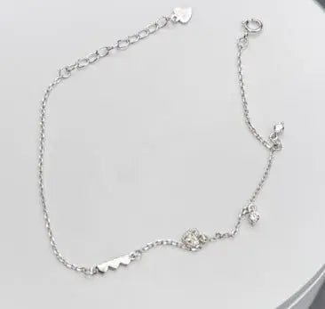 S925 Sterling Silver Heart Zirconia Bracelet - Romantic Hypoallergenic Jewelry for Women - Amtikiss Casuals